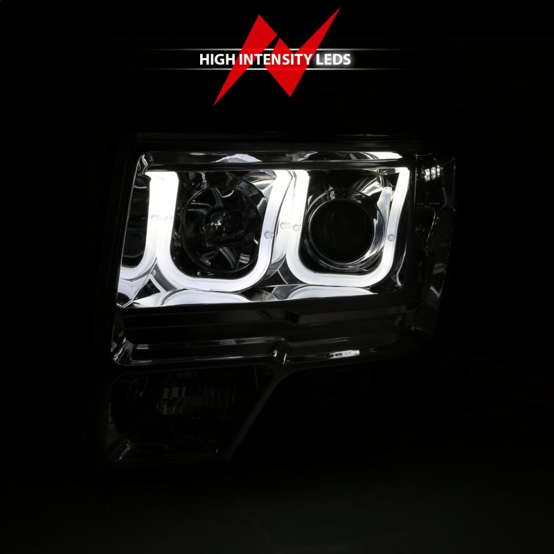 ANZO 2009-2014 Ford F-150 Projector Headlights w/ U-Bar Chrome ANZO 2009-2014 Ford F-150 Projector Headlights w/ U-Bar Chrome