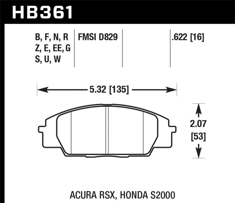Hawk 02-06 Acura RSX Type S / 06-11 Honda Civic Si / 00-09 S2000 DTC-60 Front Brake Pads Hawk 02-06 Acura RSX Type S / 06-11 Honda Civic Si / 00-09 S2000 DTC-60 Front Brake Pads