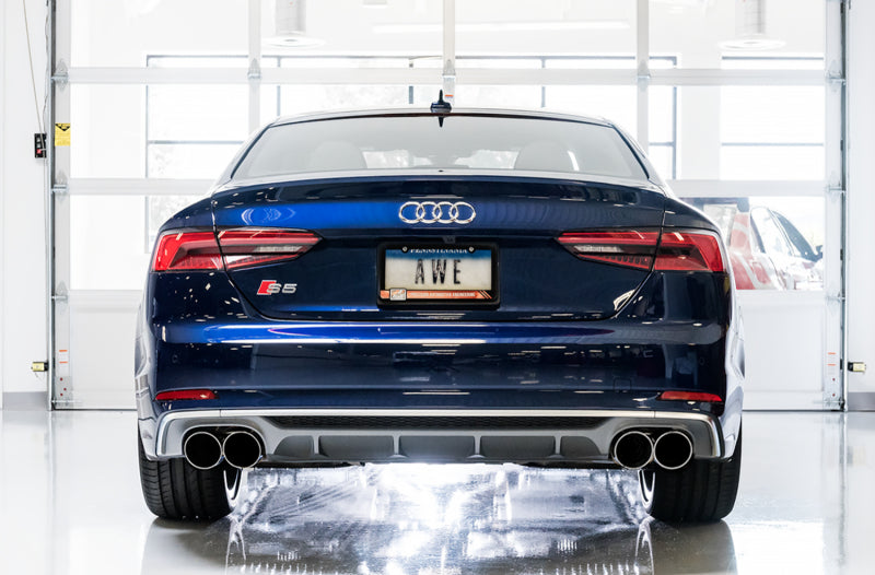 AWE Tuning Audi B9 S5 Coupe 3.0T Track Edition Exhaust - Chrome Silver Tips (102mm) AWE Tuning Audi B9 S5 Coupe 3.0T Track Edition Exhaust - Chrome Silver Tips (102mm)