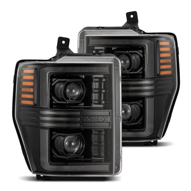 AlphaRex 08-10 Ford F250-550 PRO-Series Projector headlights Alpha-Black w/Activ Light/Seq Signal AlphaRex 08-10 Ford F250-550 PRO-Series Projector headlights Alpha-Black w/Activ Light/Seq Signal
