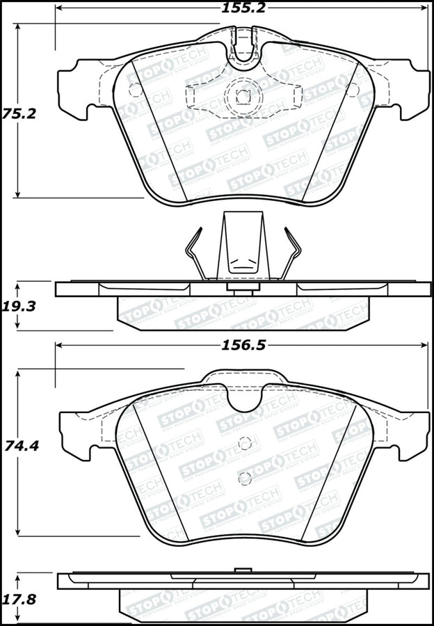 StopTech 06-08 Jaguar S-Type Street Performance Front Brake Pads StopTech 06-08 Jaguar S-Type Street Performance Front Brake Pads