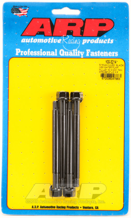 ARP 5/16-24 X 4.250 Black Hex Water Pump Pulley w/ 3.000in Fan Spacer Stud Kit ARP 5/16-24 X 4.250 Black Hex Water Pump Pulley w/ 3.000in Fan Spacer Stud Kit