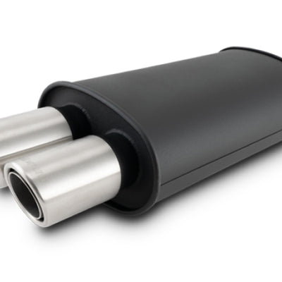 Vibrant STREETPOWER Blk Oval Muffler w/Dual Center Tip 3in Inlet ID 3in Tip OD 9in x 5in x 15in
