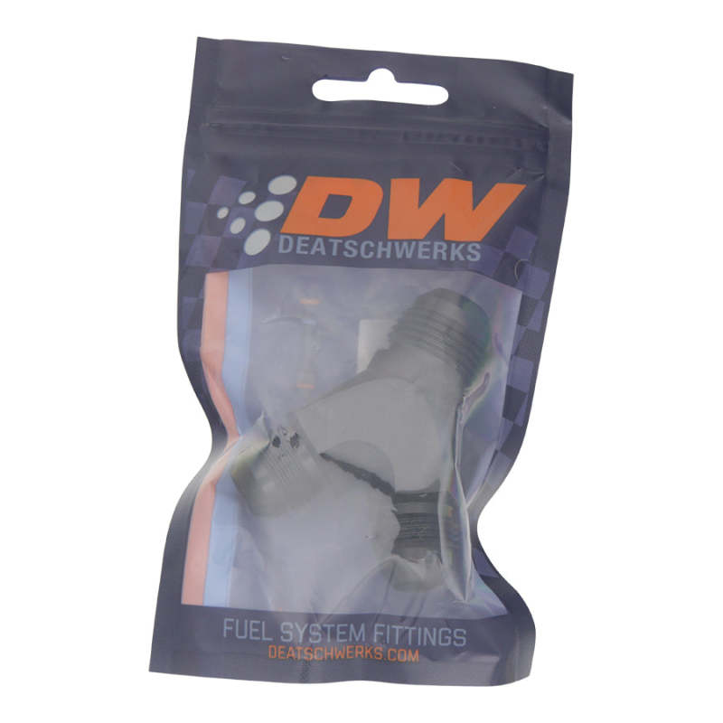 DeatschWerks 8AN Male Flare to 8AN Male Flare to 10AN Male Flare Y Fitting - Anodized Matte Black DeatschWerks 8AN Male Flare to 8AN Male Flare to 10AN Male Flare Y Fitting - Anodized Matte Black
