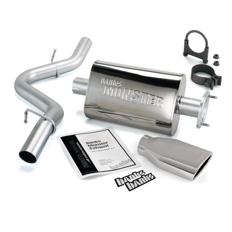Banks Power 04-06 Jeep 4.0L Wrangler Unlimited Monster Exhaust Sys - SS Single Exhaust w/ Chrome Tip Banks Power 04-06 Jeep 4.0L Wrangler Unlimited Monster Exhaust Sys - SS Single Exhaust w/ Chrome Tip