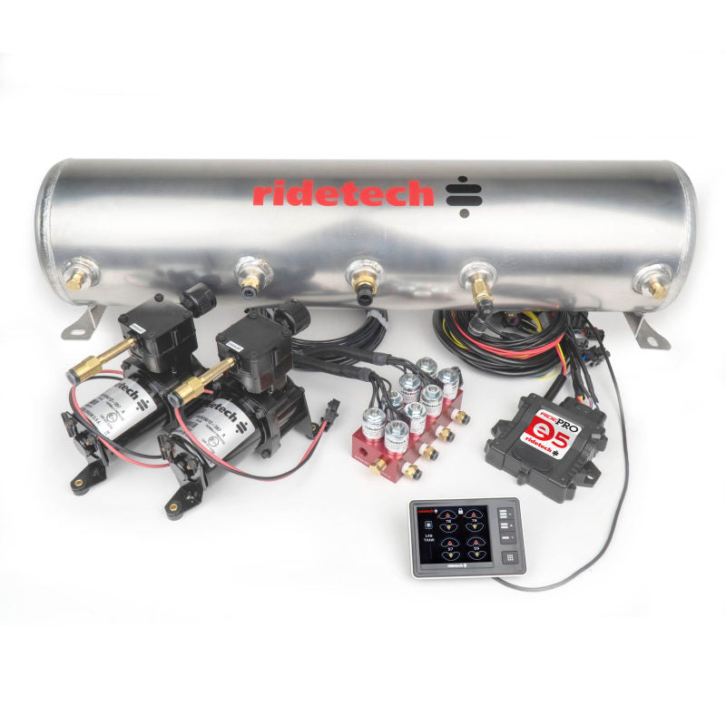 Ridetech RidePro E5 Air Ride Suspension Control System 5 Gallon Dual Compressor 1/4in Valves Ridetech RidePro E5 Air Ride Suspension Control System 5 Gallon Dual Compressor 1/4in Valves