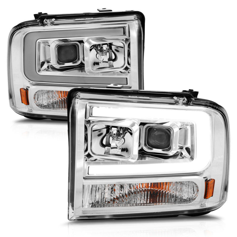 ANZO 99-04 Ford F250/F350/F450/Excursion (excl 99) Projector Headlights - w/Light Bar Chrome Housing ANZO 99-04 Ford F250/F350/F450/Excursion (excl 99) Projector Headlights - w/Light Bar Chrome Housing