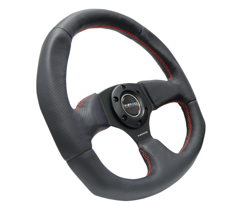 NRG Reinforced Steering Wheel (320mm Horizontal / 330mm Vertical) Leather w/Red Stitching NRG Reinforced Steering Wheel (320mm Horizontal / 330mm Vertical) Leather w/Red Stitching