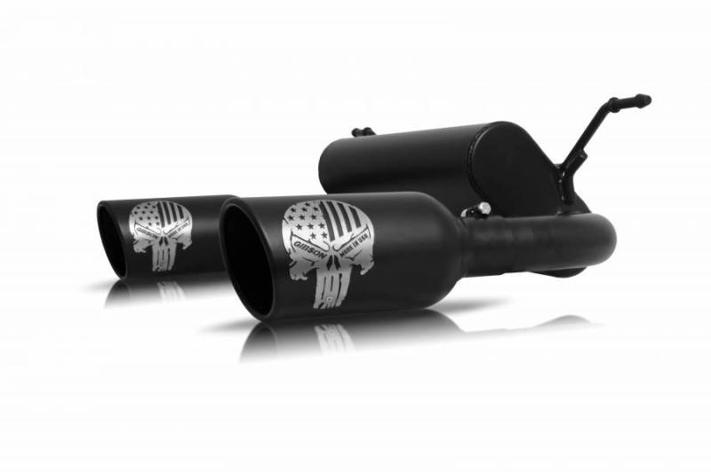 Gibson 18-22 Jeep Wrangler Sport 3.6L 2.5in Patriot Skull Series Cat-Back Dual Exhaust - Blk Ceramic Gibson 18-22 Jeep Wrangler Sport 3.6L 2.5in Patriot Skull Series Cat-Back Dual Exhaust - Blk Ceramic