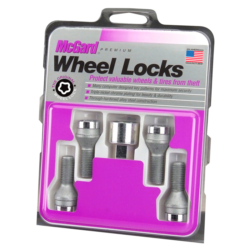 McGard Wheel Lock Bolt Set - 4pk. (Cone Seat) M12X1.25 / 19mm Hex / 25.6mm Shank Length - Chrome McGard Wheel Lock Bolt Set - 4pk. (Cone Seat) M12X1.25 / 19mm Hex / 25.6mm Shank Length - Chrome