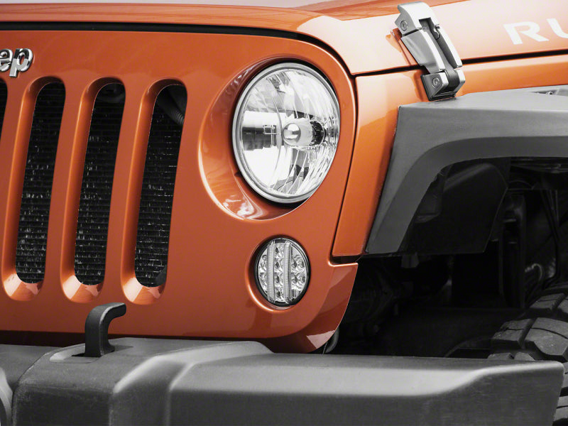 Raxiom 07-18 Jeep Wrangler JK Axial Series LED Front Turn Signals- Clear Raxiom 07-18 Jeep Wrangler JK Axial Series LED Front Turn Signals- Clear