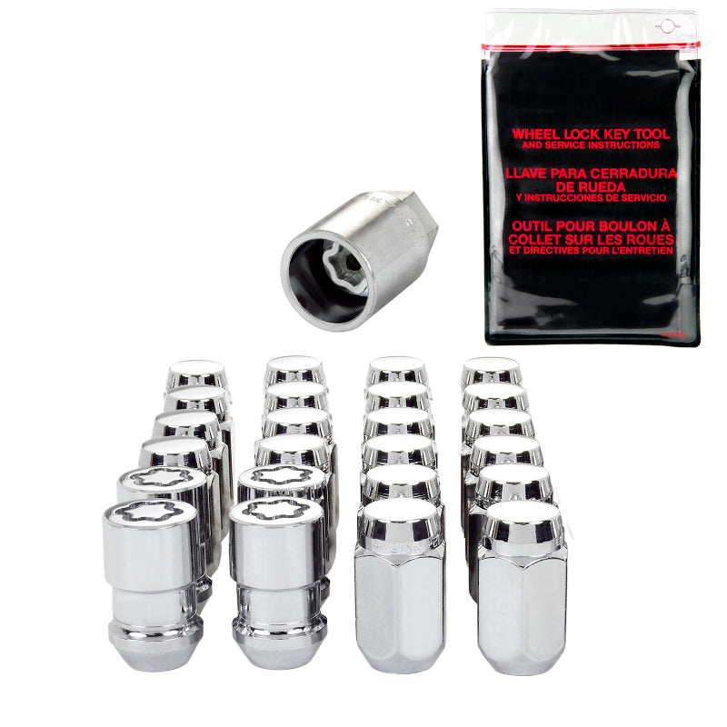 McGard 6 Lug Hex Install Kit w/Locks (Cone Seat Nut) M12X1.5 / 13/16 Hex / 1.5in. Length - Chrome McGard 6 Lug Hex Install Kit w/Locks (Cone Seat Nut) M12X1.5 / 13/16 Hex / 1.5in. Length - Chrome