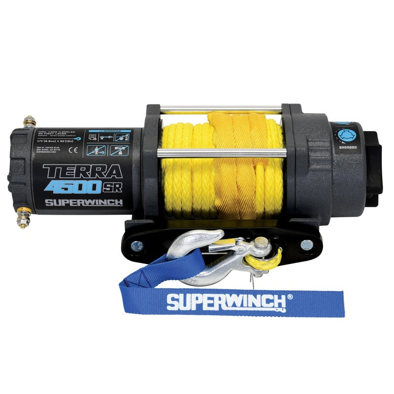 Superwinch 4500 LBS 12V DC 1/4in x 50ft Synthetic Rope Terra 4500SR Winch - Gray Wrinkle Superwinch 4500 LBS 12V DC 1/4in x 50ft Synthetic Rope Terra 4500SR Winch - Gray Wrinkle