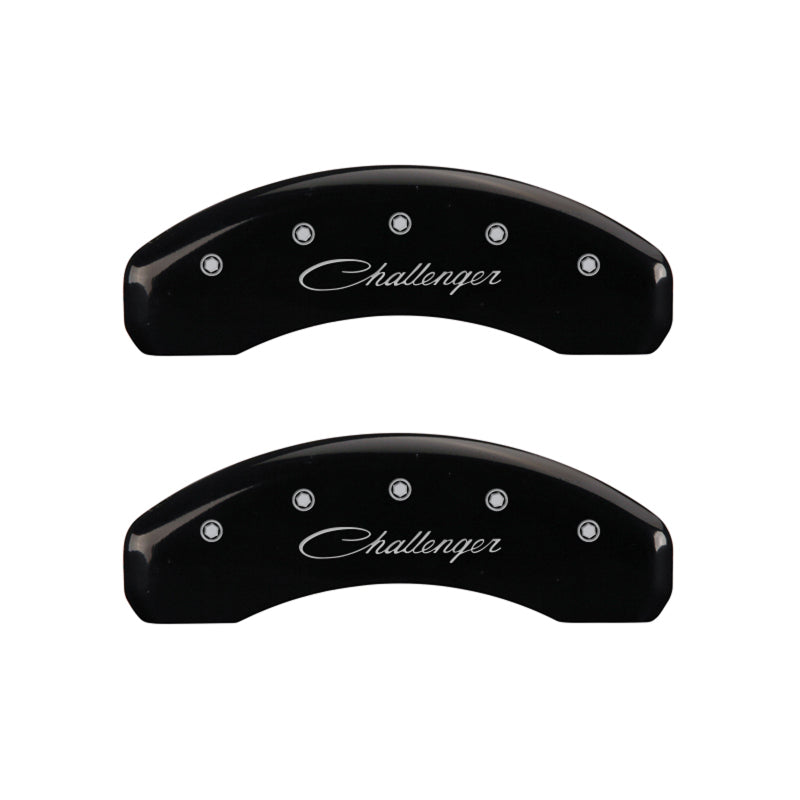 MGP 4 Caliper Covers Engraved Front & Rear Cursive/Challenger Black finish silver ch MGP 4 Caliper Covers Engraved Front & Rear Cursive/Challenger Black finish silver ch