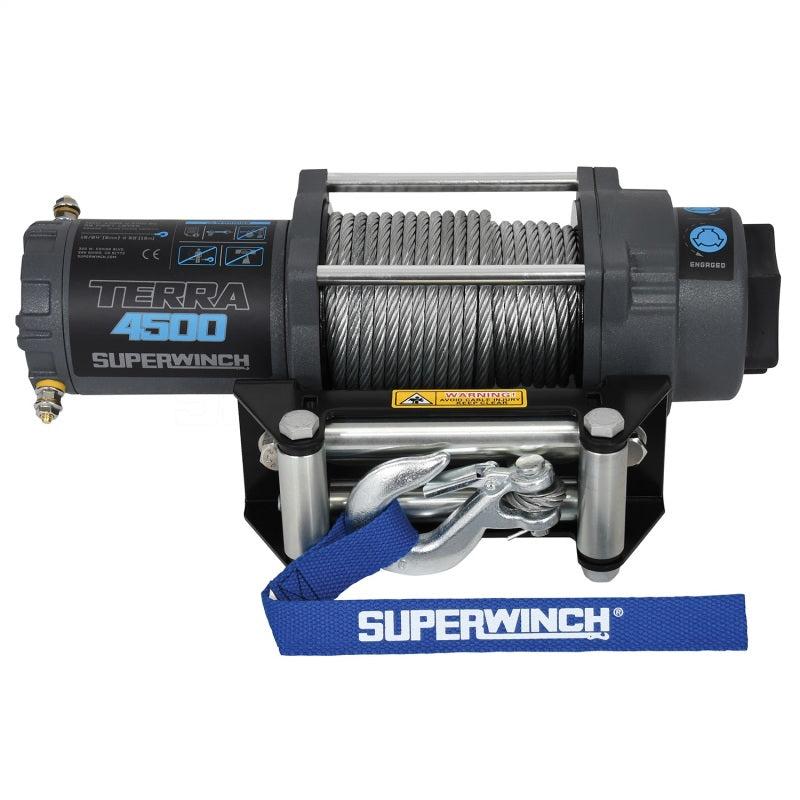 Superwinch 4500 LBS 12V DC 15/64in x 50ft Steel Rope Terra 4500 Winch - Gray Wrinkle Superwinch 4500 LBS 12V DC 15/64in x 50ft Steel Rope Terra 4500 Winch - Gray Wrinkle