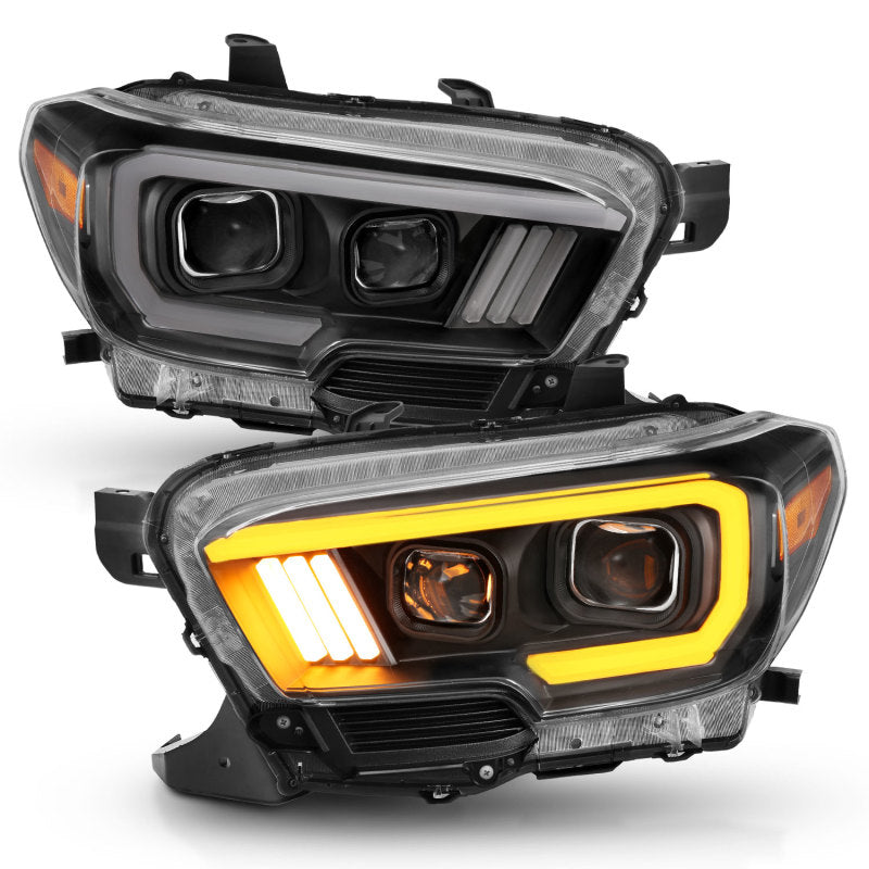 ANZO 2016-2017 Toyota Tacoma Projector Headlights w/ Plank Style Switchback Black w/ Amber w/ DRL ANZO 2016-2017 Toyota Tacoma Projector Headlights w/ Plank Style Switchback Black w/ Amber w/ DRL