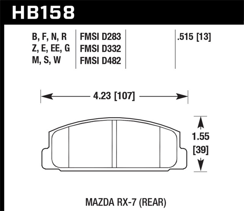 Hawk 03-05 Mazda 6 2.3L i OE Incl. Clips Shims Springs Rear ER-1 Brake Pads Hawk 03-05 Mazda 6 2.3L i OE Incl. Clips Shims Springs Rear ER-1 Brake Pads