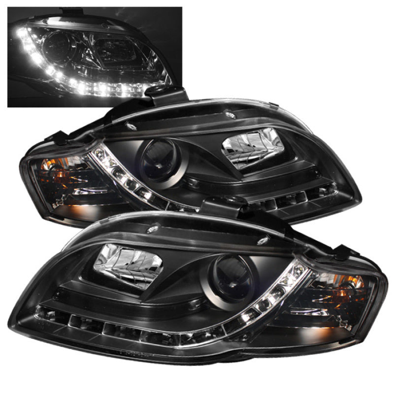 Spyder Audi A4 06-08 Projector Headlights Halogen Model Only - DRL Black PRO-YD-AA405-DRL-BK Spyder Audi A4 06-08 Projector Headlights Halogen Model Only - DRL Black PRO-YD-AA405-DRL-BK