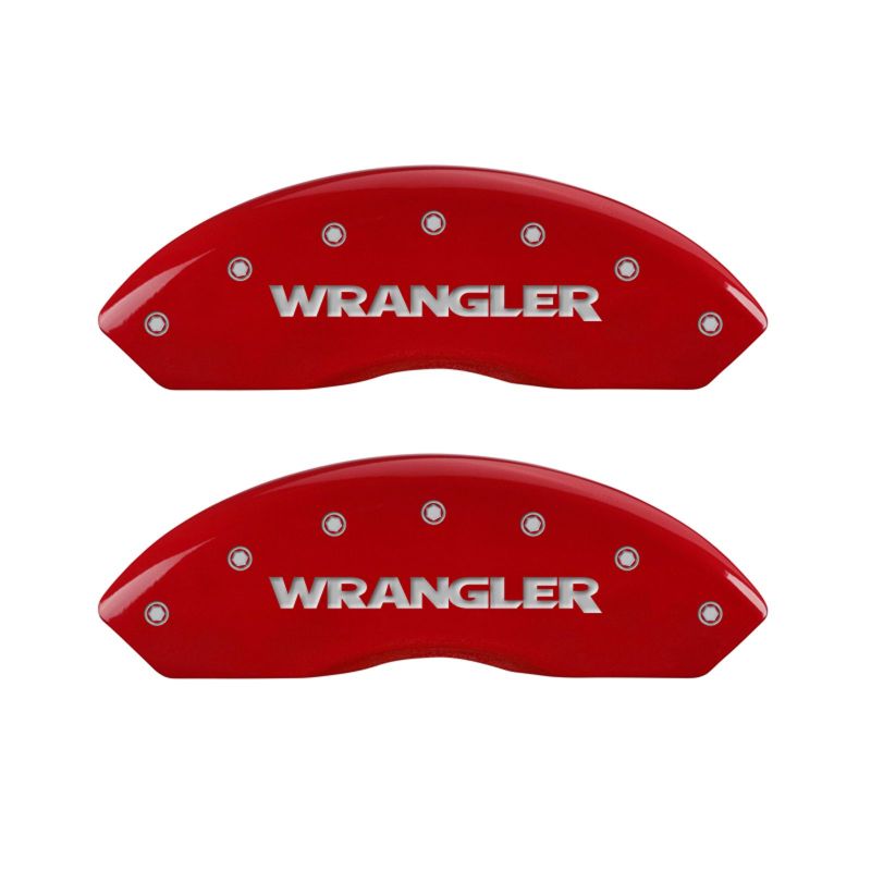 MGP 4 Caliper Covers Engraved Front & Rear WRANGLER Red finish silver ch MGP 4 Caliper Covers Engraved Front & Rear WRANGLER Red finish silver ch