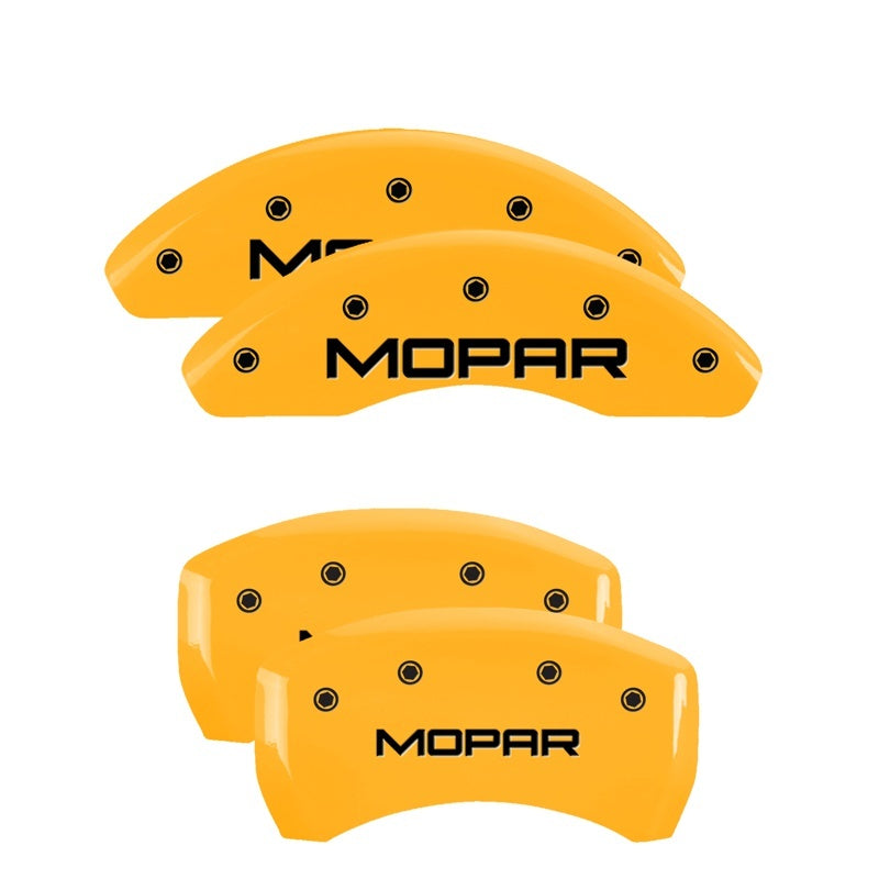MGP 4 Caliper Covers Engraved Front & Rear MOPAR Yellow finish black ch MGP 4 Caliper Covers Engraved Front & Rear MOPAR Yellow finish black ch