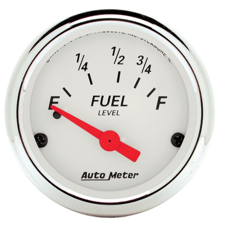 AutoMeter Gauge Fuel Level 2-1/16in. 73 Ohm(e) to 10 Ohm(f) Elec Arctic White AutoMeter Gauge Fuel Level 2-1/16in. 73 Ohm(e) to 10 Ohm(f) Elec Arctic White