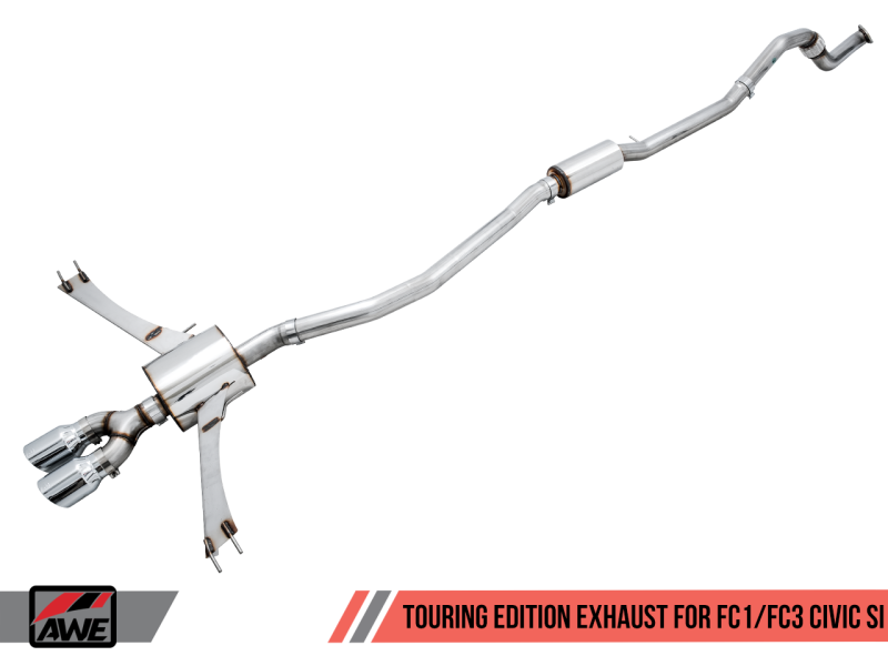 AWE Tuning 2016+ Honda Civic Si Touring Edition Exhaust w/Front Pipe & Dual Chrome Silver Tips AWE Tuning 2016+ Honda Civic Si Touring Edition Exhaust w/Front Pipe & Dual Chrome Silver Tips