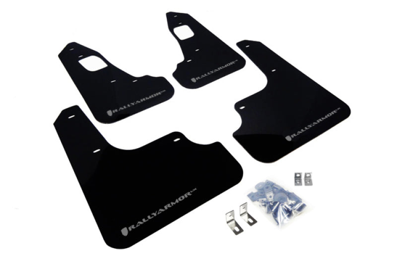 Rally Armor 08-17 Mitsubishi EVO X Black UR Mud Flap w/ Silver Logo Rally Armor 08-17 Mitsubishi EVO X Black UR Mud Flap w/ Silver Logo