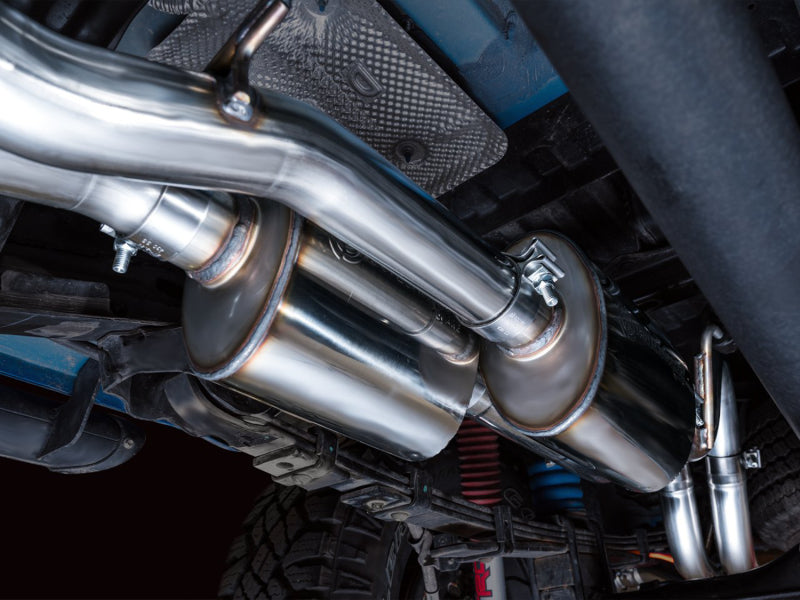 AWE 16-22 Toyota Tacoma 0FG Catback Exhaust w/ BashGuard - Dual Chrome Silver Tips AWE 16-22 Toyota Tacoma 0FG Catback Exhaust w/ BashGuard - Dual Chrome Silver Tips
