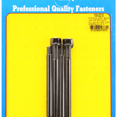 ARP 5/16-24 X 4.500 Black Hex Water Pump Pulley w/ 3.250in Fan Spacer Stud Kit