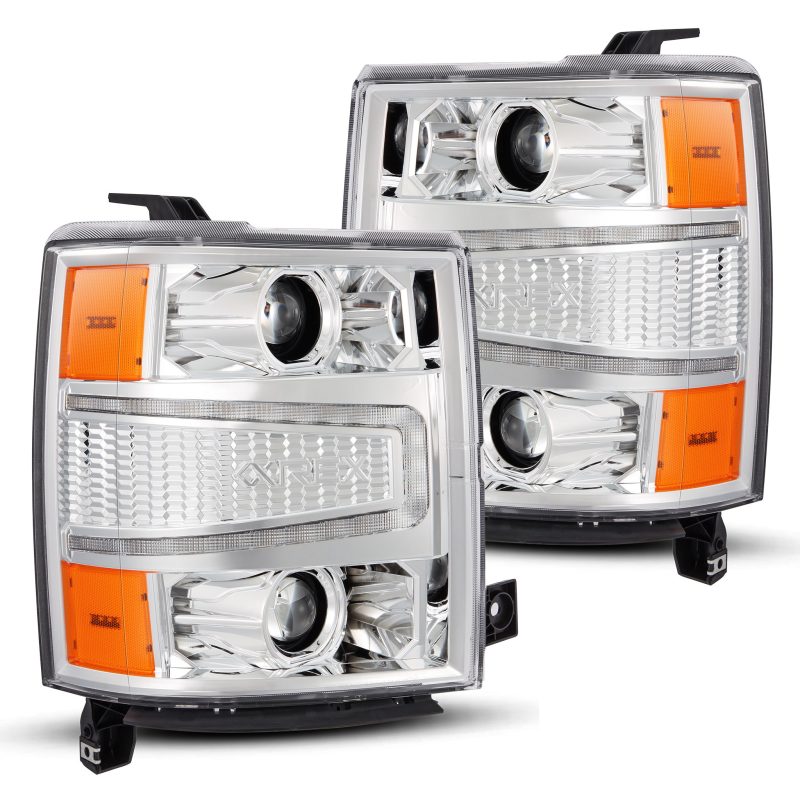 AlphaRex 14-15 Chevy 1500 PRO-Series Projector Headlights Chrome w/Sequential Signal &  DRL AlphaRex 14-15 Chevy 1500 PRO-Series Projector Headlights Chrome w/Sequential Signal &  DRL