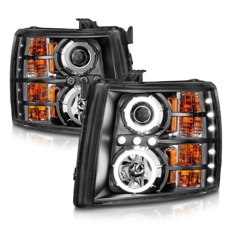 ANZO 2007-2013 Chevrolet Silverado 1500 Projector Headlights w/ Halo Black ANZO 2007-2013 Chevrolet Silverado 1500 Projector Headlights w/ Halo Black