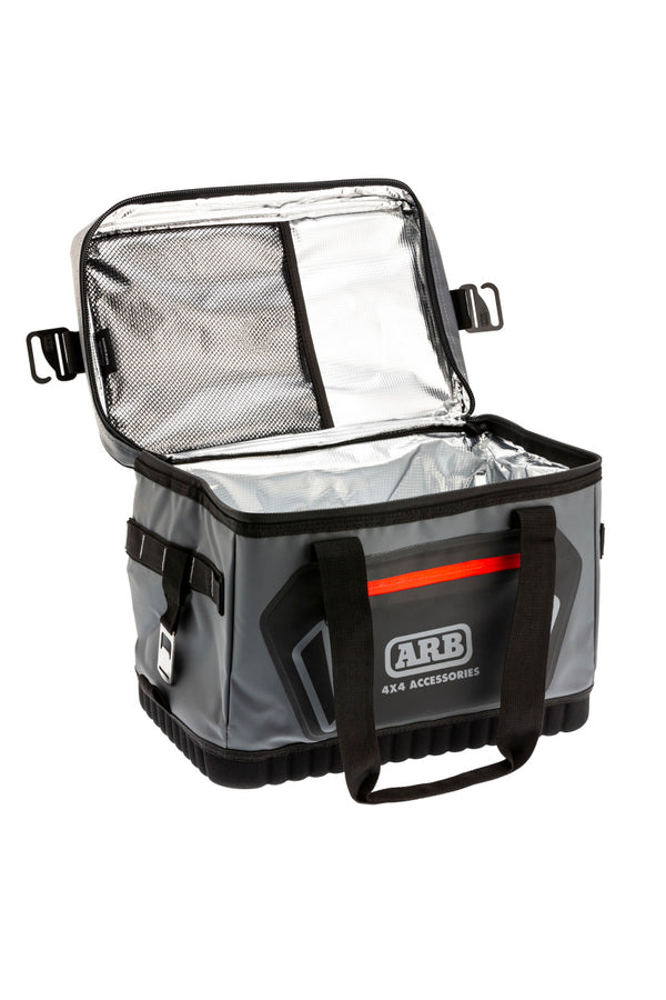 ARB Cooler Bag Charcoal w/ Red Highlights 15in L x 11in W x 9in H Holds 22 Cans ARB Cooler Bag Charcoal w/ Red Highlights 15in L x 11in W x 9in H Holds 22 Cans