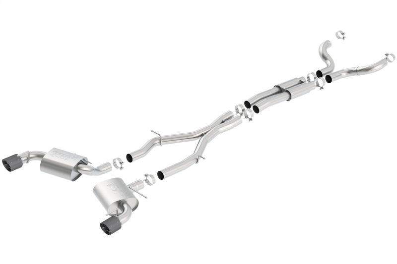 Borla 16-17 Chevy Camaro 6.2L 4.5in Carbon Fiber Tips Single Split Exit S-Type Catback Exhaust Borla 16-17 Chevy Camaro 6.2L 4.5in Carbon Fiber Tips Single Split Exit S-Type Catback Exhaust