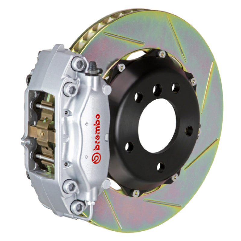 Brembo 99-07 Evo VI/VII/VIII/IXRear GT BBK 4 Piston Cast 2pc 328x28 2pc Rotor Slotted Type1-Silver Brembo 99-07 Evo VI/VII/VIII/IXRear GT BBK 4 Piston Cast 2pc 328x28 2pc Rotor Slotted Type1-Silver