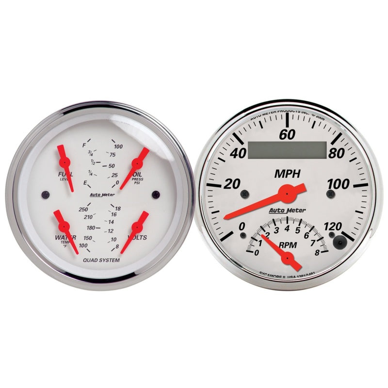 Autometer Arctic White 3-3/8 Quad Gauge and Tach/Speedo Combo Autometer Arctic White 3-3/8 Quad Gauge and Tach/Speedo Combo