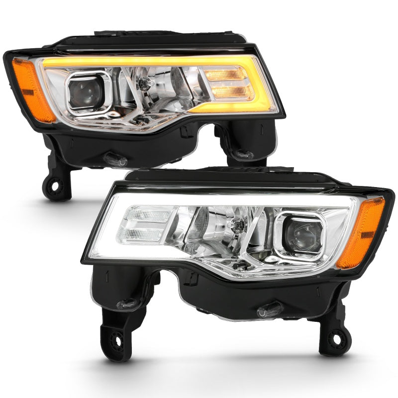 ANZO 2017-2018 Jeep Grand Cherokee Projector Headlights w/ Plank Style Switchback - Chrome w/ Amber ANZO 2017-2018 Jeep Grand Cherokee Projector Headlights w/ Plank Style Switchback - Chrome w/ Amber