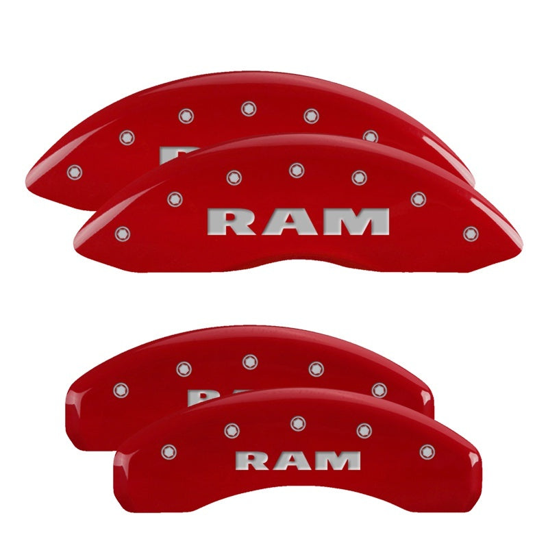 MGP 4 Caliper Covers Engraved Front & Rear RAM Red finish silver ch MGP 4 Caliper Covers Engraved Front & Rear RAM Red finish silver ch