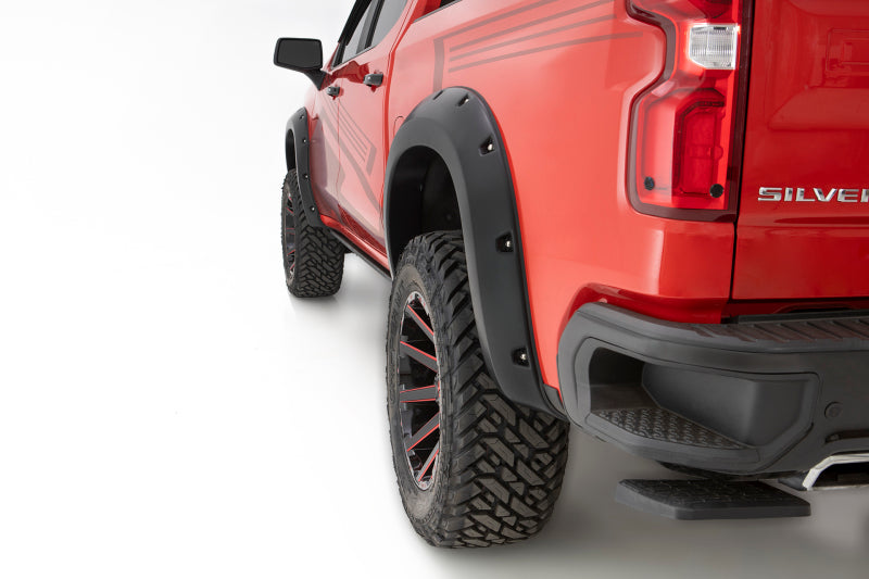Bushwacker 19-21 Chevrolet Silverado 1500 Pocket Style Flares 4pc - Black Bushwacker 19-21 Chevrolet Silverado 1500 Pocket Style Flares 4pc - Black