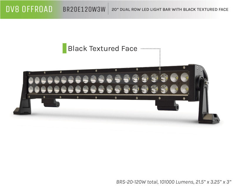 DV8 Offroad BRS Pro Series 20in Light Bar 120W Flood/Spot 3W LED - Black DV8 Offroad BRS Pro Series 20in Light Bar 120W Flood/Spot 3W LED - Black