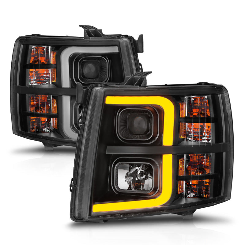 ANZO 2007-2013 Chevrolet Silverado 1500 Projector w/ Light Bar Black Housing w/ Sequential ANZO 2007-2013 Chevrolet Silverado 1500 Projector w/ Light Bar Black Housing w/ Sequential