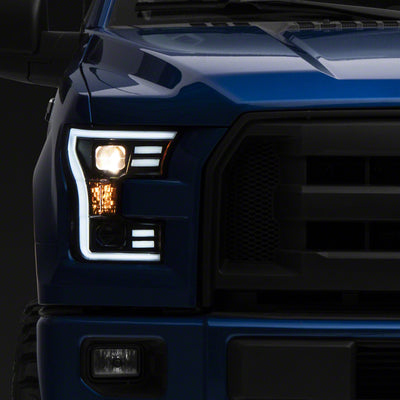Raxiom 15-17 Ford F-150 G3 Projector Headlights w/ LED Accent- Blk Housing (Clear Lens)