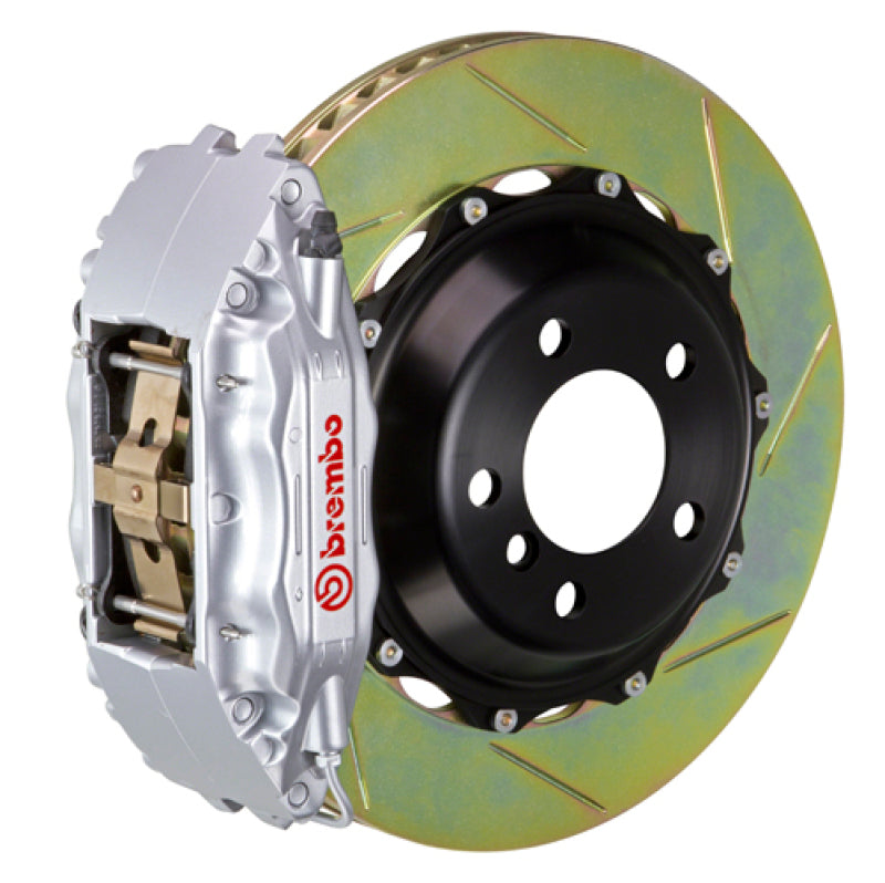 Brembo 08-14 WRX/15-21 WRX Front GT BBK 4 Piston Cast 2pc 355x32 2pc Rotor Slotted Type1-Silver Brembo 08-14 WRX/15-21 WRX Front GT BBK 4 Piston Cast 2pc 355x32 2pc Rotor Slotted Type1-Silver