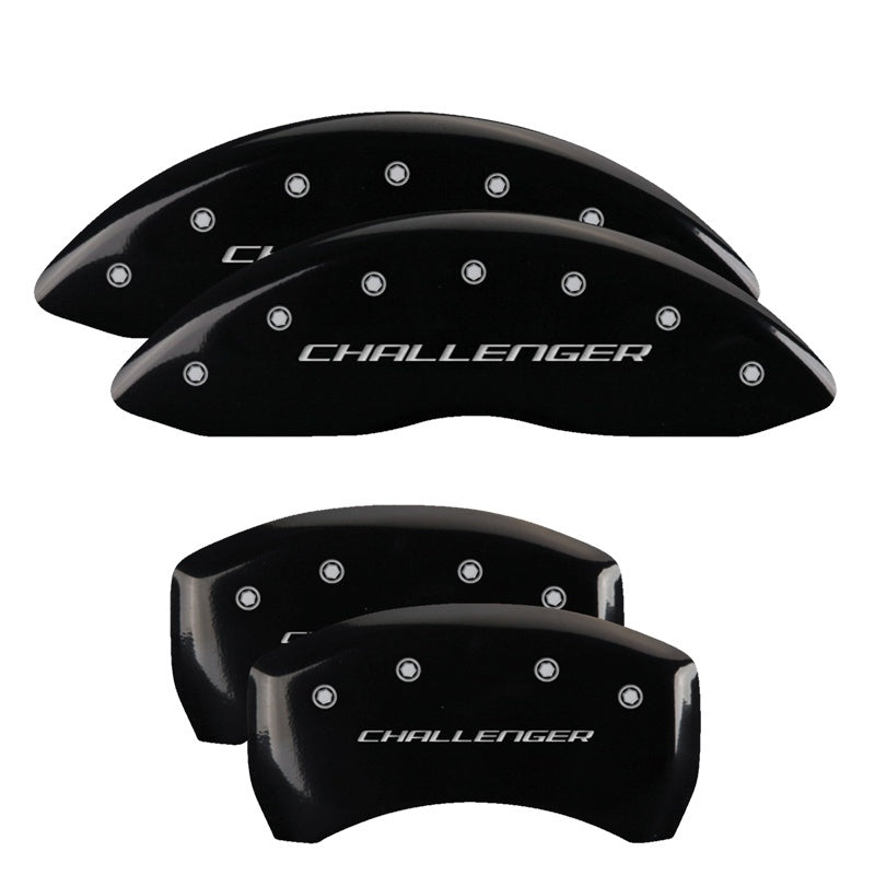 MGP 4 Caliper Covers Engraved Front & Rear Block/Challenger Black finish silver ch MGP 4 Caliper Covers Engraved Front & Rear Block/Challenger Black finish silver ch