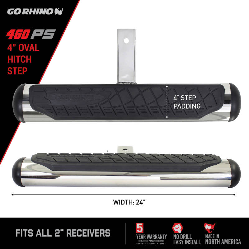 Go Rhino 4in Oval Hitch Step - Stainless Go Rhino 4in Oval Hitch Step - Stainless