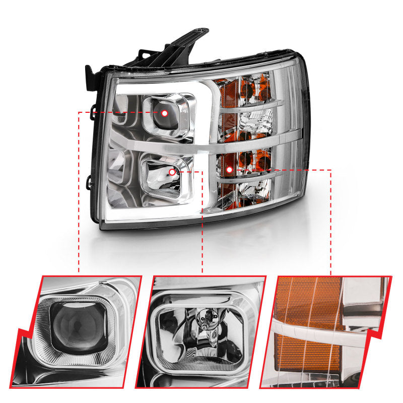 ANZO 2007-2013 Chevy Silverado 1500 Projector Plank Style Chrome Amber ANZO 2007-2013 Chevy Silverado 1500 Projector Plank Style Chrome Amber
