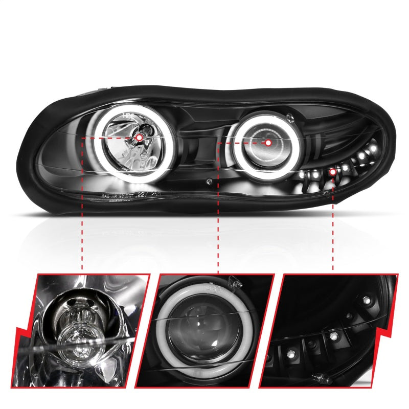 ANZO 1998-2002 Chevrolet Camaro Projector Headlights w/ Halo Black ANZO 1998-2002 Chevrolet Camaro Projector Headlights w/ Halo Black