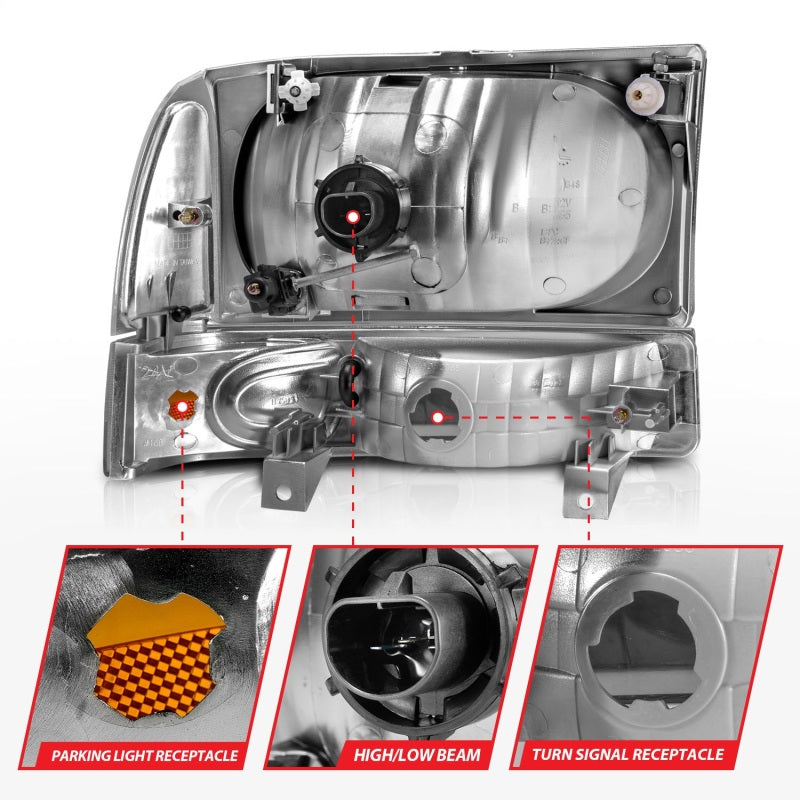 ANZO 2000-2004 Ford Excursion Crystal Headlights Black ANZO 2000-2004 Ford Excursion Crystal Headlights Black