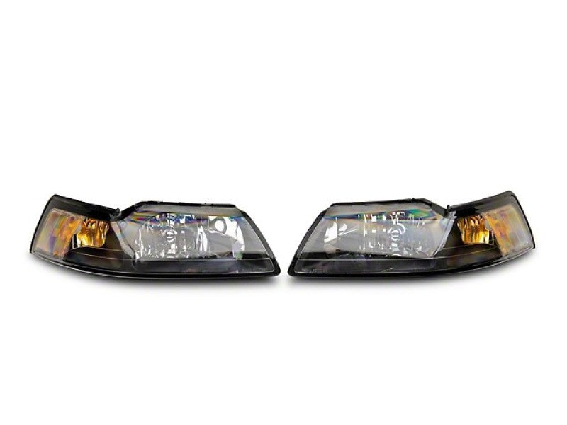 Raxiom 99-04 Mustang Axial Series OEM Style Replacement Headlights- Black Housing (Clear Lens) Raxiom 99-04 Mustang Axial Series OEM Style Replacement Headlights- Black Housing (Clear Lens)