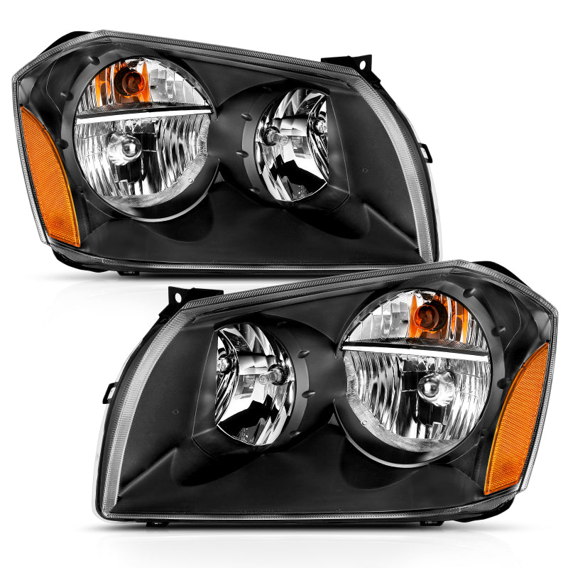 ANZO 2005-2007 Dodge Magnum Crystal Headlight  Black Amber ANZO 2005-2007 Dodge Magnum Crystal Headlight  Black Amber