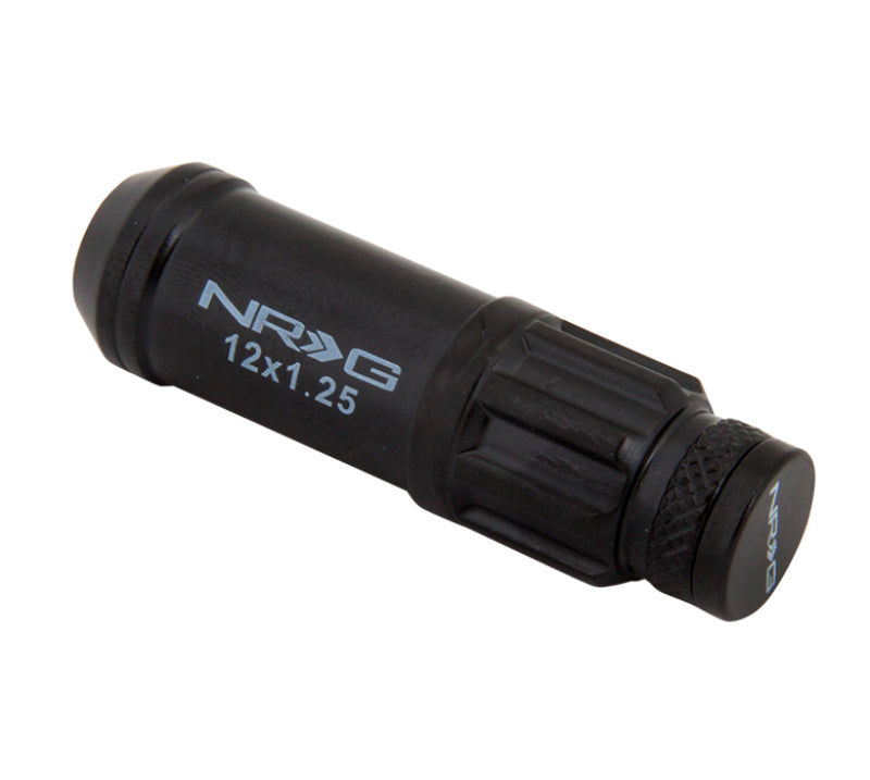 NRG 700 Series M12 X 1.25 Steel Lug Nut w/Dust Cap Cover Set 21 Pc w/Locks & Lock Socket - Black NRG 700 Series M12 X 1.25 Steel Lug Nut w/Dust Cap Cover Set 21 Pc w/Locks & Lock Socket - Black
